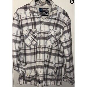 Vintage 90’s QUICKSILVER Sherpa Fleece Lined Flannel Shacket Skate Surf Jacket M